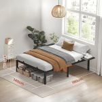 Kaheinimesevoodi raam, 190 x 140 x 41.3 cm, Must, Kaheinimesevoodi raam, VASAGLE RMB093B01, 190 x 140 x 41.3 cm, Must