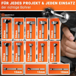 Werkheld&reg; Forstneri puuride komplekt [t&auml;pne ja eriti karastatud] - 13 erinevat puuri aukude puurimiseks 10 kuni 60 mm k&otilde;ikidele puiduliikidele [sisaldab hoiukarpi]