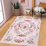Tukdak Roosa lilleline vaip elutuppa 120 x 170 cm, pestav libisemiskindel vaip magamistuppa Boho l&uuml;hikese karvaga pehme modernne vaip k&ouml;&ouml;givaip elutoa vaip lastetoa kontori s&ouml;&ouml;gituppa