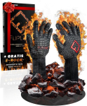 Flipline&reg; kuumakindlad grillkindad &ndash; premium-klassi tulekindlad kindad, ahjukindad, toiduvalmistamiskindad, k&uuml;psetuskindad k&ouml;&ouml;ki ja grillimiseks &ndash; bbq-kindad koos retseptide e-raamatuga (m)