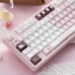 Jolintal 130 klahviga roosad klaviatuuri klahvikorgid, pbt cherry profiiliga klahvikorgid, dye sub klahvikorgid, valge &scaron;okolaadi klahvikorgid pruunid, kawaii klahvikorgid ansi/iso mehaanilisele klaviatuurile