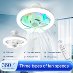 Demiawaking ventilaatoriga led-laelamp ventilaatoriga, universaalne e27 led-laeventilaator lambiga koos kaugjuhtimispuldiga, 3 kiirust, dimmerdatav, 3200&ndash;6500 k (ilma aluseta)