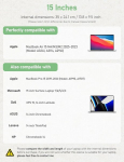 Gaochy 15-tolline s&uuml;learvutikott 15,3-tollisele Macbook Air 15 M4/m3/m2 2025&ndash;2023, 15-tollisele Surface Laptop 7&ndash;3, 14-tollisele Dell Latitude'ile, Lenovo Thinkpadile, Asus/hp Chromebookile, pestav toite&uuml;mbris