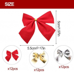 J&otilde;uluvibud, j&otilde;ulupuu v&auml;ike vibu, j&otilde;ulukaunistused punased, j&otilde;ulupuu vibud punased, j&otilde;ulupuu vibude kaunistused, j&otilde;ulukaunistused (punased, kuldsed ja h&otilde;bedased x 36 t&uuml;kki)