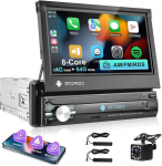 4gb+64gb autoraadio 1 Din 8-tuumaline Android juhtmevaba Carplay, Android Auto, Mirrorlink, 17.7 cm/7-tolline Ips puuteekraan Gps Nav, Bluetooth, Wifi & 4g Hifi Am/fm/rds raadio Dsp/eq tagurduskaameraga