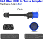 Hasa zone 3 kontaktiga sinine Cee adapter Tesla Gen 2 mobiilsele laadijale, kaasaskantav Ev laadija pikenduskaabel 240 V pistikupessa 32 A juures, &uuml;hildub Tesla Model 3/s/x/y-ga