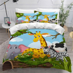 Vulora jungle animal duvet cover 140 x 200 cm 3d print cartoon bedding for single bed teen girls kids microfiber 3 pieces with zipper and 2 pillowcases 50 x 75 cm
