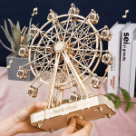 Rolife 3d pusle Ferris Wheel muusikakarp mudelikomplekt puidust ehituskomplekt t&auml;iskasvanutele koos muusikaga lastele ja t&auml;iskasvanutele k&auml;sit&ouml;&ouml; t&auml;iskasvanud naised 3d pusle lastele