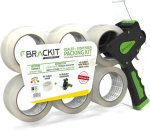 Brackit l&auml;bipaistev pakketeip koos dosaatoriga 48 mm x 66 m, 6 rulli pakend &ndash; tugev, vastupidav pakketeip tavaliseks kasutamiseks v&otilde;i kolimiseks &ndash; sulgeb h&otilde;lpsalt teie pakendid