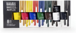 Liquitex Basics 3699396 akr&uuml;&uuml;lv&auml;rv, &uuml;he pigmendiga kunstnikupigmendid, valguskindlad, keskmise viskoossusega, arhiivikvaliteediga, siidise l&auml;ikega viimistlus, 8 v&auml;rvi komplekt 75 ml tuubides