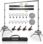 Benoison Foto Taustastatiiv - 2.6 x 3 m Reguleeritav Taustas&uuml;steem Fotostuudio Taustale koos 10 Taustaklambrite ja 2 Veekottidega Fotograafia Video Portreede jaoks
