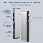 Surface Pro 9/10/11/x tarvikud, Surface Pro 9/10/11/x dokkimisjaam 4k Hdmi, Usb-c Thunderbolt 4 (ekraan + andmed + 100w Pd), 2 Usb 3.0, 3.5 mm audio, Sd/tf kaardilugeja Surface Pro jaoks