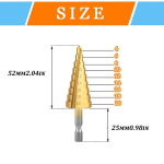 Hocansen 3-osaline astmeline puur Hss puur spiraalsoonega astmeline puur metallist kuuskantkoonuspuur koos skaalaga puidu plasti stantsimiseks (3&ndash;12 mm, 4&ndash;12 mm/20 Mm/jt-zt)