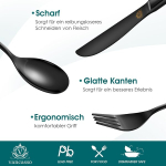 Vancasso s&ouml;&ouml;giriistade komplekt 12 inimesele, must, 18/10 terasest s&ouml;&ouml;giriistade komplekt noad, kahvlid, lusikad, magustoidulusikad, 48-osaline, poleeritud, kinkekarbis, moodne ja lihtne disain