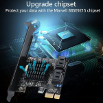Pcie kuni 4 sata pordi kaart, pcie sata kontrolleri kaart, sata 3.0 6g/bps kontroller 4 sata andmekaabli ja sata 4-pordilise toitekaabliga, pci-express kuni 4 sata 3.0 ssd/hdd kaardini
