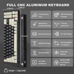 Yunzii Al71 68% mehaaniline klaviatuur, t&auml;ielikult alumiiniumist Cnc, kiirvahetusr&otilde;ngas, 2.4ghz juhtmevaba Bt5.0/usb-c kaabliga m&auml;nguriklaviatuur, Nkro Rgb, Win/mac jaoks (must, Crystal White Switch)