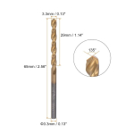 Sourcing map spiraalpuurid 3,3 mm titaaniga kaetud (hss-e) M42 kiirl&otilde;iketeras 8% koobalt sirge varrega roostevabale terasele alumiiniumisulamist metallile 5 tk