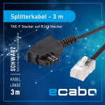 Ecabo 10057 3m tae-f pistik rj45 pistiku &uuml;henduskaabel - ruuteri kaabel - vdsl/dsl - otse&uuml;hendus dsl ruuteritest telefonipessa - lamekaabel k&otilde;ikidele ruuteritele ja modemitele - must