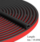 Isekleepuv tihendusteip ustele ja akendele, 6 m - D-profiiliga uksesulguri vahtteip, heliisolatsioon, ilmastikukindel kummitihend, kokkup&otilde;rkevastane akna vahedele (9 mm x 8 mm, must)