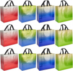 Gorgecraft 12 keskmise suurusega kinkekoti pakki 4 v&auml;rvigradiendiga, korduvkasutatav vikerkaareviimistlus, mittekootud kangast kotid k&auml;epidemetega, osaline kinkekott pulma- ja s&uuml;nnip&auml;evakingituste pakkimiseks