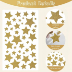 Jeyorzy 6 x j&otilde;uluglitterkleebised, isekleepuvad j&otilde;ulukaunistused, s&auml;delevad j&otilde;ulukleebised: kuldsed, h&otilde;bedased ja punased t&auml;hed ja lumehelbed &ndash; meisterdamiseks ja j&otilde;uludeks kaunistamiseks