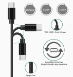 Aiivioll Usb C laadimiskaabel Sennheiser Momentum True Wireless 1, 2, 3 k&otilde;rvaklappidele, Hd 450bt, Cx 400bt, Momentum 3 & 4 k&otilde;rvaklappidele, Usb A kuni Type C asendus kiire laadimiskaabel (1m/must)