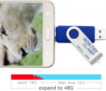 USB pulk 32 gb kahe pordiga usb-m&auml;lupulk otg usb-m&auml;lupulk micro usb-&uuml;hendusega android nutitelefonidele, tahvelarvutitele ja arvutitele (sinine)