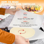 Tortiljapress - malmist tortiljapress 25 cm, roti valmistaja, eelmaitsestatud tortiljapress, vastupidav taco press, reguleeritav tortiljapress omatehtud tortiljade jaoks, must