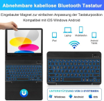 Lama Klaviatuurikohver Ipad A16 11 Gen 2025 (a3354/a3355/a3356), Ipad 10 Gen 2022 (a2696/a2757/a2777), &otilde;huke kaitse&uuml;mbris, juhtmevaba Bluetooth klaviatuurikohver (saksa Qwertz), must valgustusega