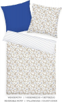 Tom Tailor renforc&eacute; voodipesu, 70 x 90 cm + 140 x 200 cm, 100% puuvill/renforc&eacute;, p&ouml;&ouml;ratava motiivi ja v&auml;rvilise lukuga, fresh flowers blue, beige (cobalt & sunny sand)
