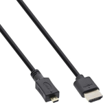 Inline 17533d Hdmi superslim kaabel A kuni D - Hdmi High Speed koos Ethernetiga - Premium - must/kuldne - 0.3 m