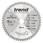 Trend puidu akuga ketassaetera, 165 mm l&auml;bim&otilde;&otilde;t, 20 mm ava, 52 hammast, hw, 1,6 mm l&otilde;ikelaius, +15&deg; nurk, csb/16552t