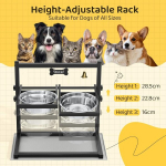 K&otilde;rgendatud koerakausid 3 k&otilde;rguse reguleerimisega, 0&ndash;90&deg; reguleeritava nurga all, 2 roostevabast terasest koeratoidukaussi ja lekkekindel matt, k&otilde;rgendatud s&ouml;&ouml;gikauss koertele ja lemmikloomadele