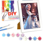 Laisu Frozen v&auml;rvimine numbrite j&auml;rgi lastele, juunioridele ja t&auml;iskasvanud algajatele, 18 x 24 cm, v&auml;ike Diy multifilmi printsessi maalimiskomplekt koos raami, l&otilde;uendiharjade ja akr&uuml;&uuml;lv&auml;rvidega t&uuml;drukutele alates 6. eluaastast