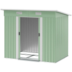 Metallist aiamaja 2,3 m&sup2; 207 x 130 x 182 cm t&ouml;&ouml;riistakuur kaldu katusega, aken, p&otilde;randaalus, roheline, Žalia