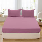 Paigaldatud lina JERSEY 160x200 roosa pulber