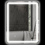 HOMCOM Vannitoapeegel, 60 x 80 cm LED-peegel puutel&uuml;litiga, m&auml;lufunktsiooniga, seinapeegel uduvastase ja valgustusega, 3 valguse v&auml;rviga, h&otilde;bedane, Sidabras
