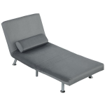 Kokkupandav tugitool magamisfunktsiooniga, kokkupandav tugitool sametise v&auml;limusega, reguleeritav seljatugi, 75 x 70 x 75 cm, hall, Pilka