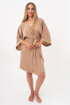 Naiste kortsustatud siidist hommikumantel CREME FOLD 7205/050 Giulia, v&auml;rvi creamy beige