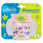 dr. brown's 200 ml joogipudel kaanega cheers 360 deco, roosa