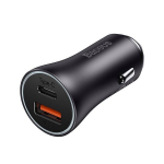 Baseus 60w autolaadija, 2x Usb-c/usb, must