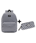 Komplekt Vans &ndash; seljakott OLD SKOOL CHECK + pinal must/valge