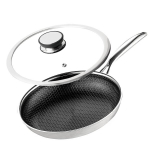 Professionaalne keraamiline pann Kanso 24 cm kaanega Honeycomb Induktsioonile Gaasile Roostevaba teras
