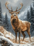Maalimine numbrite j&auml;rgi &ndash; "Kuninglik hirv m&auml;gedes", 40&times;50 cm, kvaliteetsed v&auml;rvid.