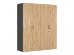 Riidekapp Black Red White Flex, 240x200x66 cm, pruun/hall