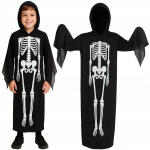 Skelett, kummitus, must zombi Halloweeni tuunika kost&uuml;&uuml;m