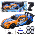 Kaugjuhtimisega sportauto valgustusega ja drift-ratastega, oranž