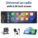 Junsun 6,36'' Apple Carplay Andriod Auto 1 DIN GPS-navigatsioon WIFI USB koos KAM-ekraaniga