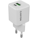S&uuml;learvuti laadija CANYON laadija CU20AC GaN 20W 1xPD 1xQC EL Valge, CANYON charger CU20AC GaN 20W 1xPD 1xQC EU White CNS-CUW20AC
