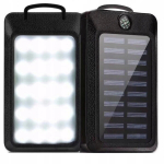 P&auml;ikeseenergial t&ouml;&ouml;tav powerbank 20000 mAh, taskulamp, kompass, 2x USB, USB-C, MicroUSB ja UV-lamp